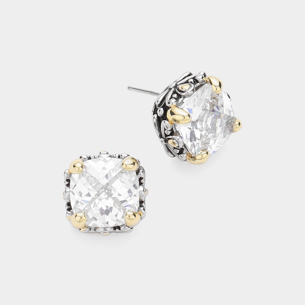 VINTAGE INSPIRED CRYSTAL CLEAR STONE CLUSTER EARRINGS